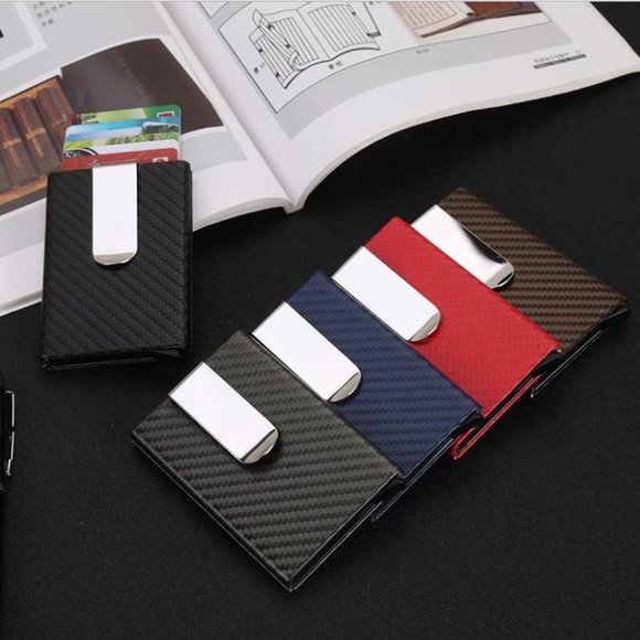 SLIM Aluminum Clip Automatic Pop Up Wallet Carbon Fiber (Black) - Picture 5 of 5